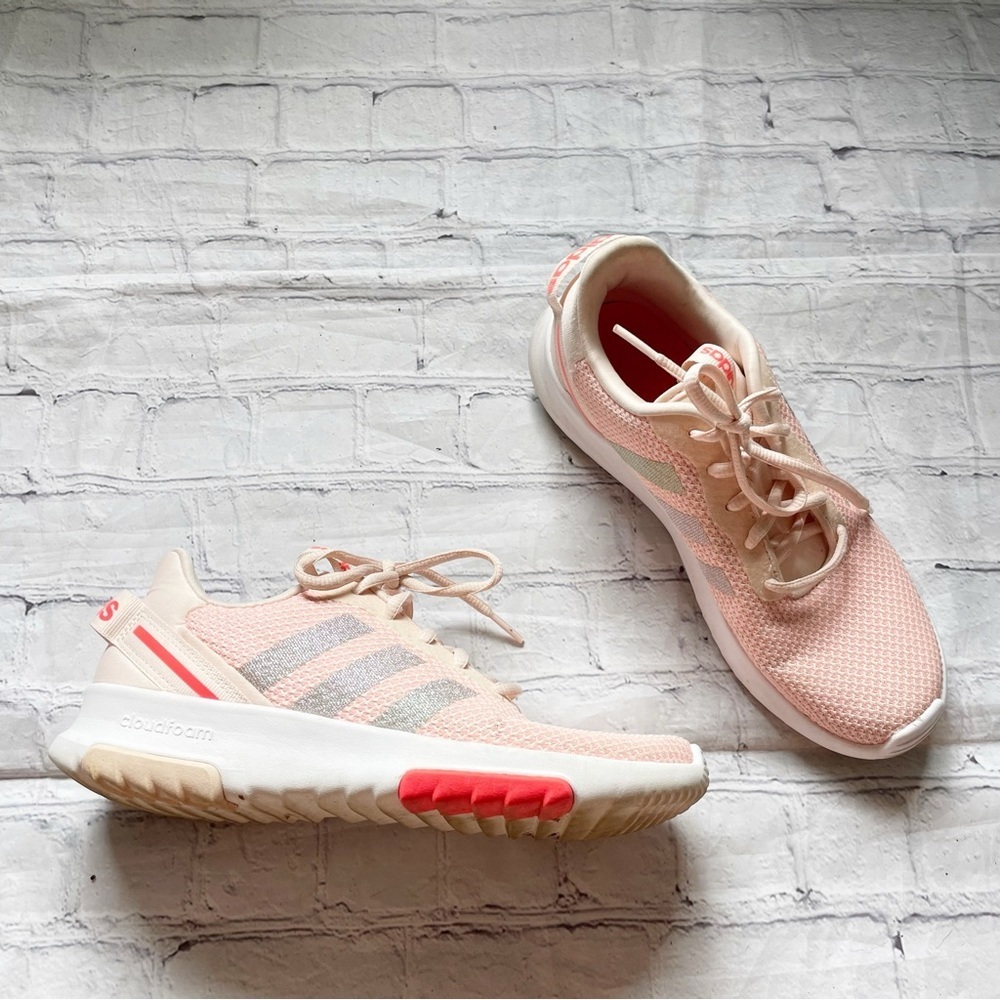 Adidas Pink & Silver Shimmer Cloudfoam Sneakers